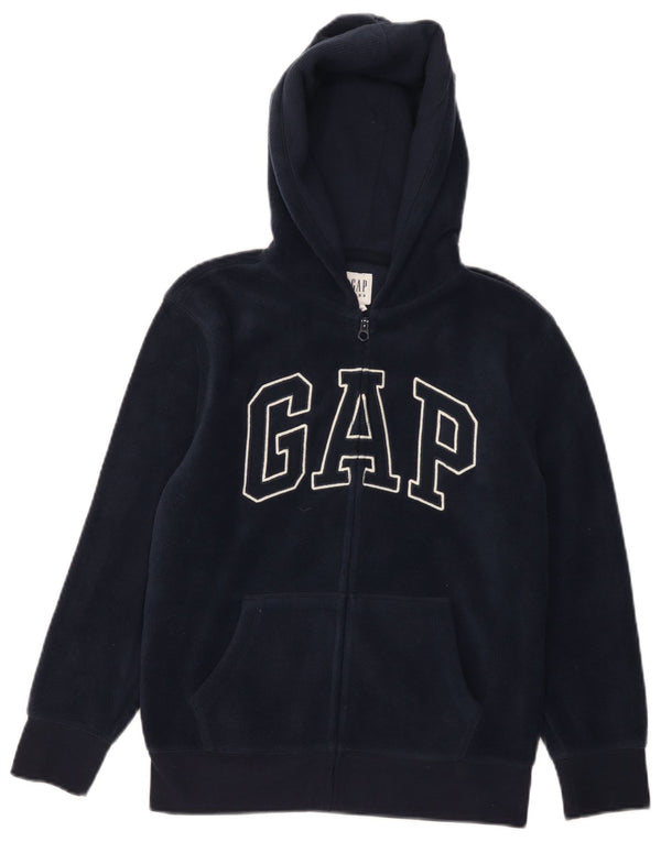 Gap Mädchen-Fleecejacke mit grafischer Kapuze, 10–11 Jahre, groß, marineblau, Baumwolle