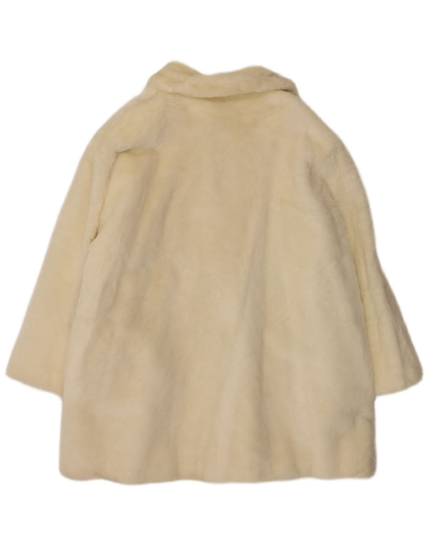 Vintage Damen Kunstfell Mantel UK 18 XL Off White
