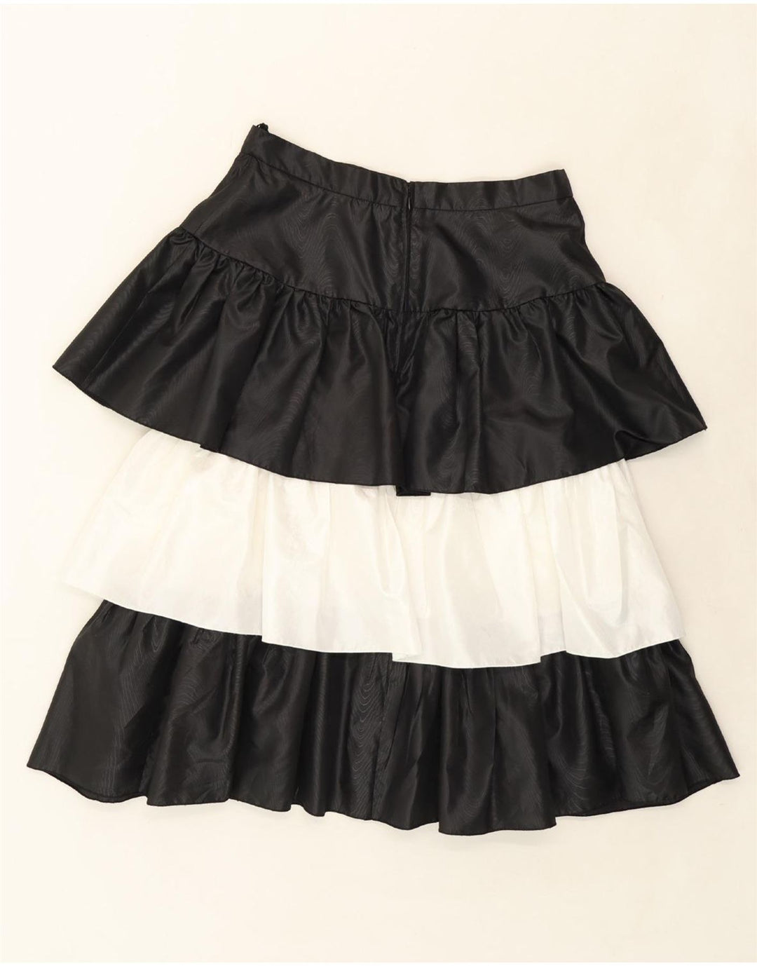 VINTAGE Womens Tiered Skirt IT 42 Medium W30  Black Colourblock Polyester Vintage Vintage and Second-Hand Vintage from Messina Hembry 