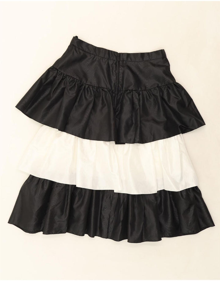 VINTAGE Womens Tiered Skirt IT 42 Medium W30  Black Colourblock Polyester Vintage Vintage and Second-Hand Vintage from Messina Hembry 