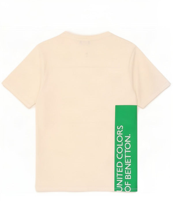 Benetton Womens Graphic T-Shirt Top UK 18 XL Off White Baumwolle