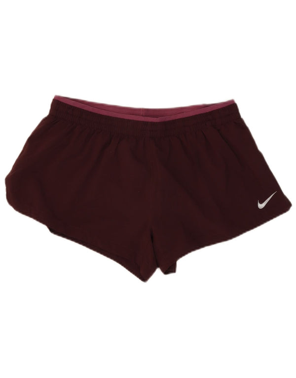 Nike Damen Dri Fit Sport Shorts UK 14 Medium Burgund Colourblock