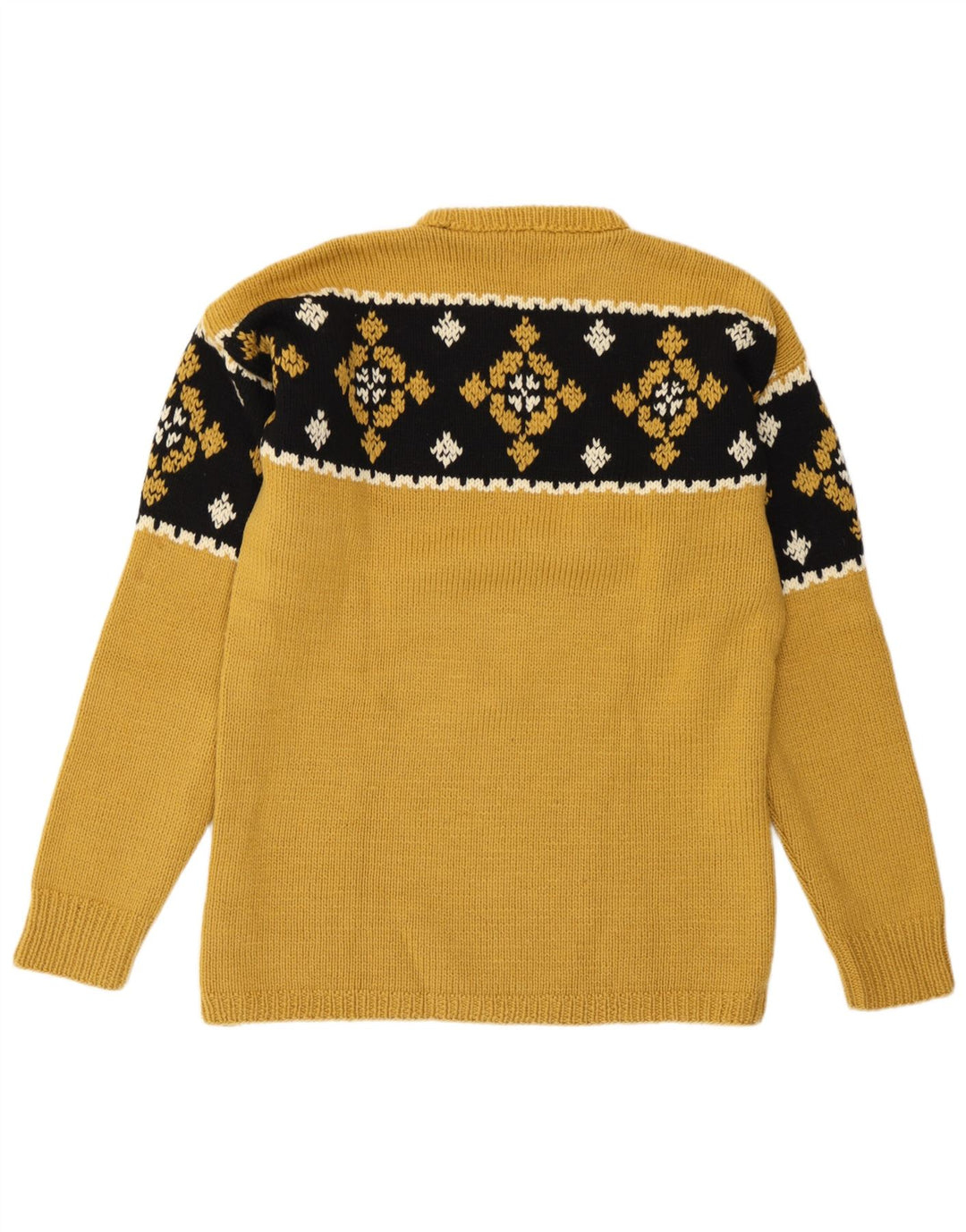 Vintage Herren Pullover mit Rundhalsausschnitt, Mittelgelb, Fair Isle