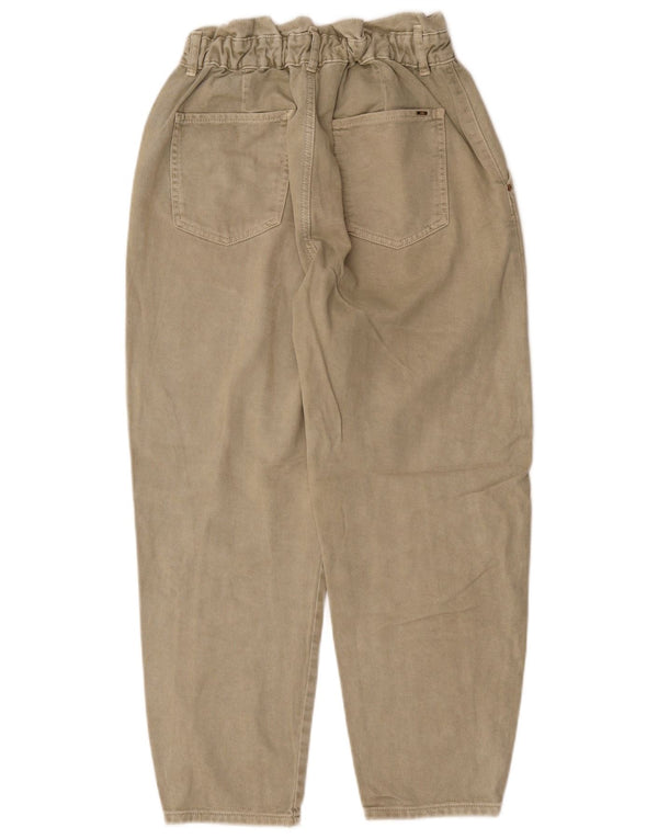 Zara Damen High Waist Crop Tapered Jeans EU 40 Medium W30 L25 Beige Baumwolle