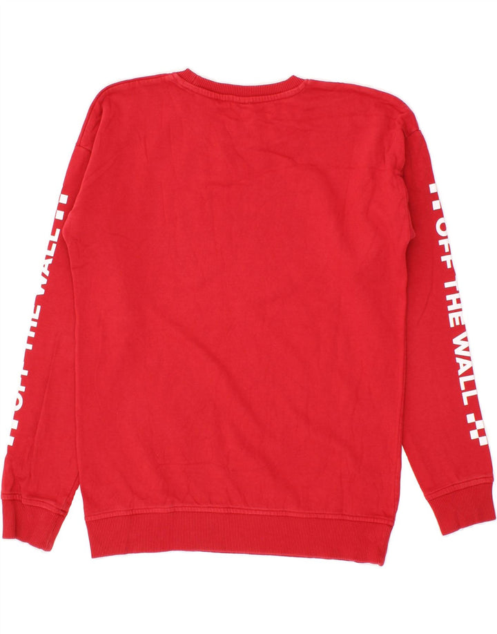 VANS Womens Graphic Oversized Sweatshirt Jumper UK 6 XS Red Vintage Vans and Second-Hand Vans from Messina Hembry 