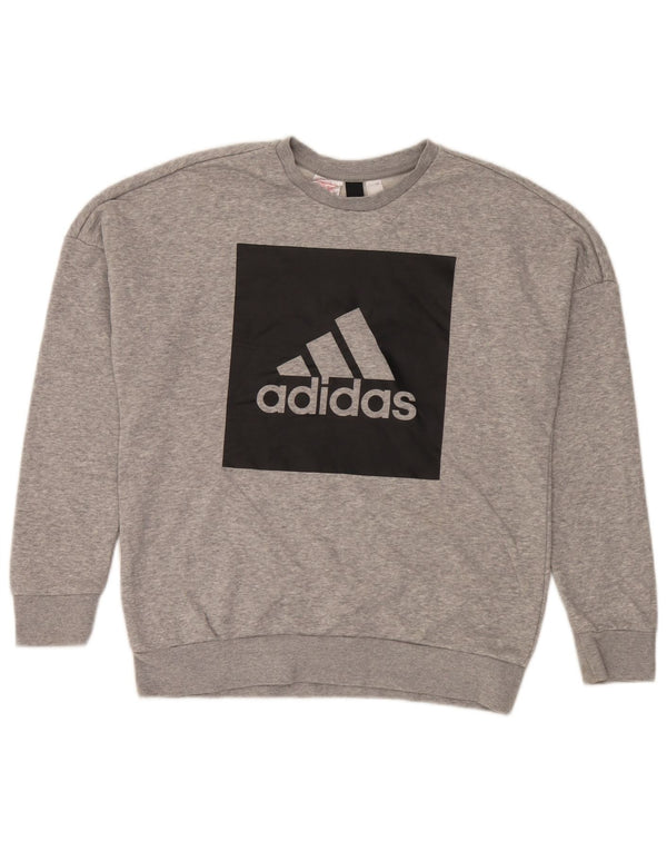 Adidas Jungen Grafik-Sweatshirt-Pullover 13–14 Jahre, graue Baumwolle