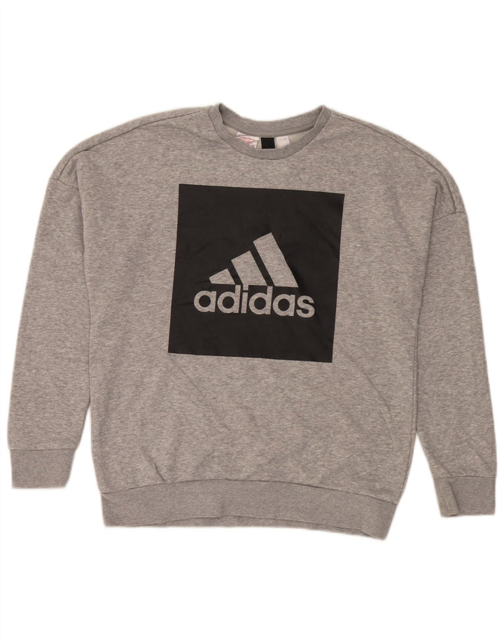 Adidas Jungen Grafik-Sweatshirt-Pullover 13–14 Jahre, graue Baumwolle