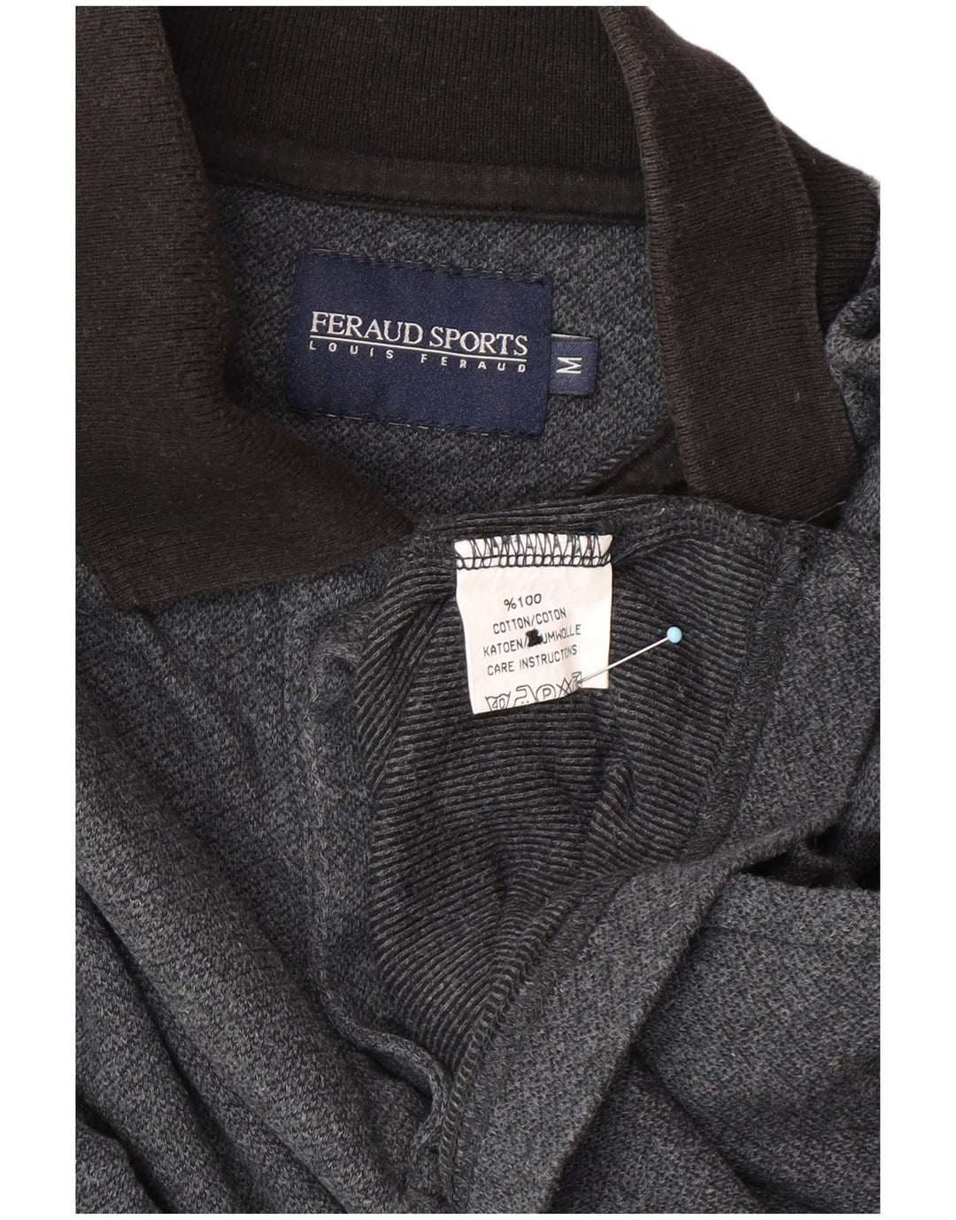 LOUIS FERAUD Herren-Langarm-Poloshirt aus mittelgrauer Baumwolle