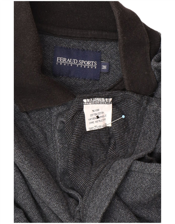 LOUIS FERAUD Herren-Langarm-Poloshirt aus mittelgrauer Baumwolle
