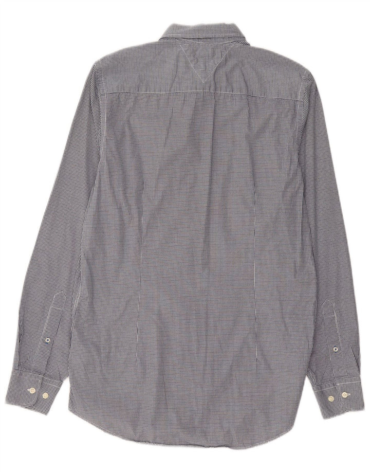 Tommy Hilfiger Herren Slim-Fit-Hemd aus mittelblauer Baumwolle mit Hahnentrittmuster