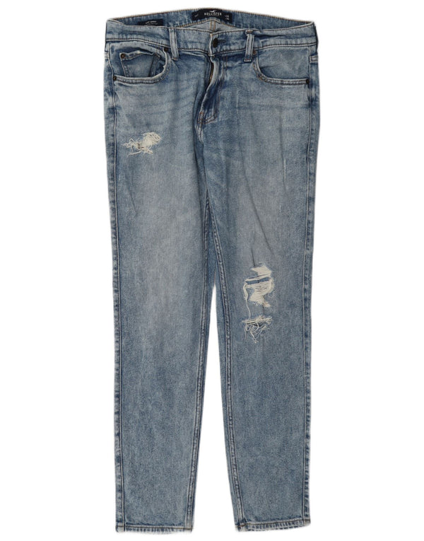 Hollister Damen Distressed Super Skinny Jeans W32 L30 Blaue Baumwolle