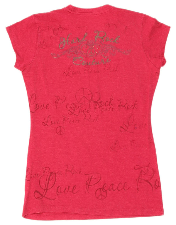 Hard Rock Cafe Grafik-T-Shirt für Damen, UK 10, Größe S, Rot, Baumwolle