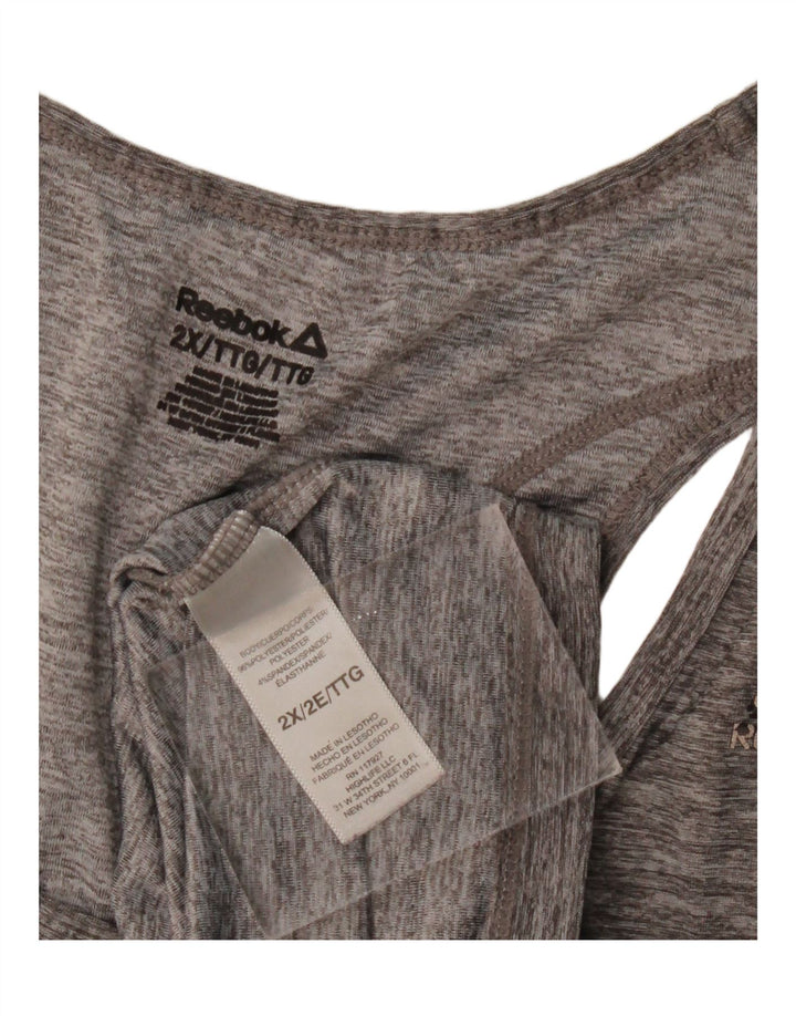 REEBOK Womens Big & Tall Vest Top UK 20 2XL Grey Polyester