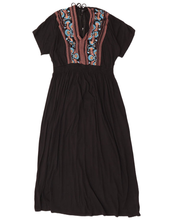 Marks & Spencer Damen Maxikleid UK 20 2XL Schwarz geblümte Baumwolle