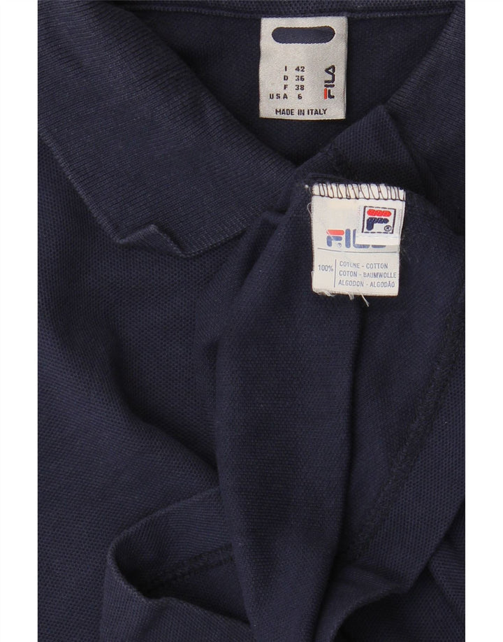 FILA Damen Poloshirt IT 42 Medium Marineblau Baumwolle