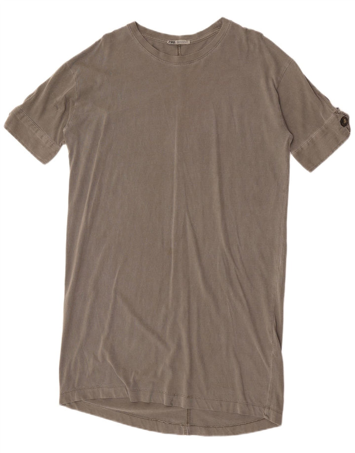Zara Damen T-Shirt-Kleid UK 14 Mittelgrau