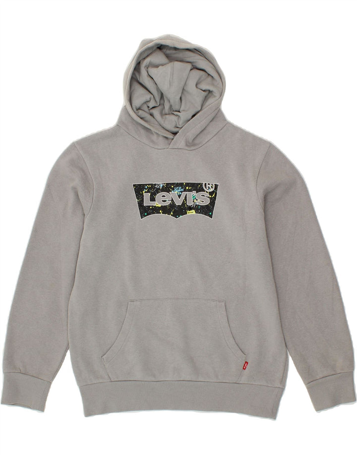 LEVI'S Boys Graphic Hoodie Jumper 13-14 Years Grey Vintage Levi's and Second-Hand Levi's from Messina Hembry 