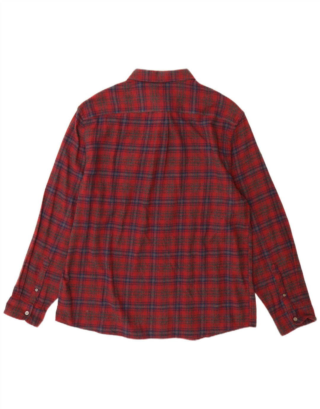 Marks & Spencer Herren-Flanellhemd mit normaler Passform, XL, rot kariert, Baumwolle