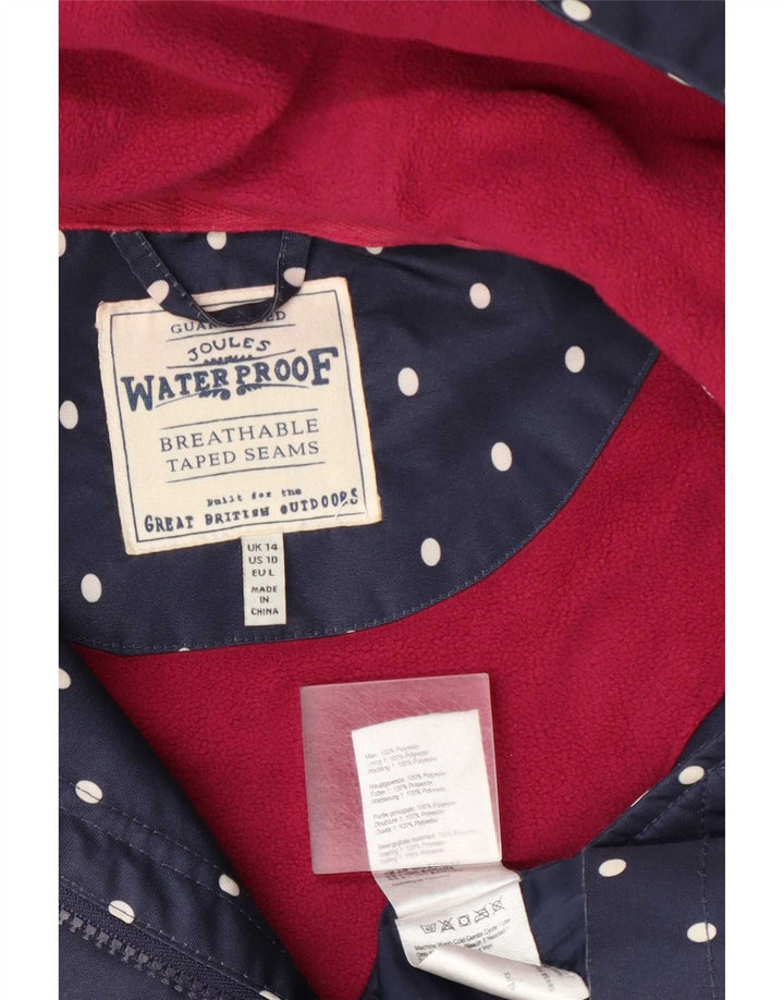 Joules Damen-Regenmantel mit Kapuze, UK 14, groß, marineblau, gepunktet, Polyester