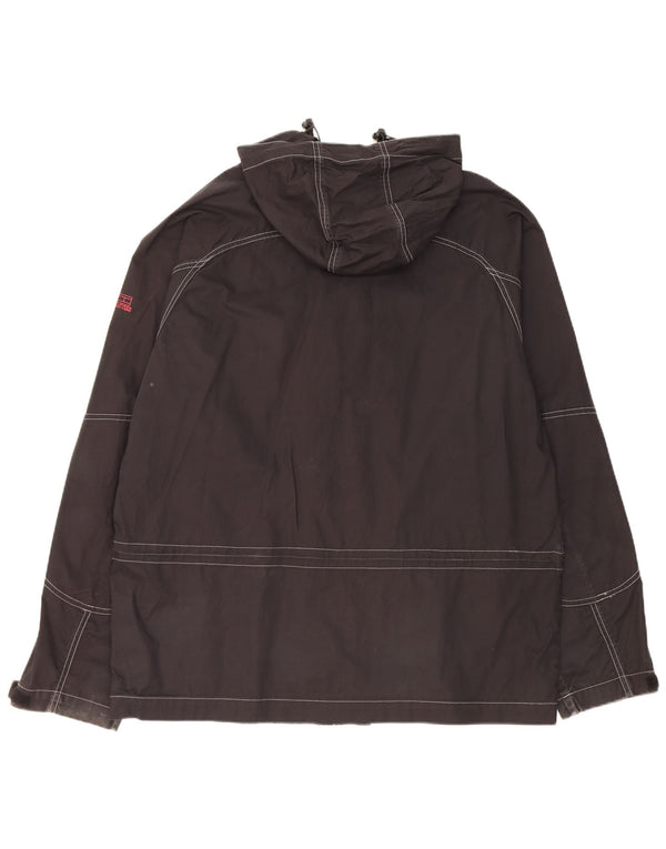 Tommy Hilfiger Herren-Regenjacke mit Kapuze, UK 42, XL, schwarze Baumwolle