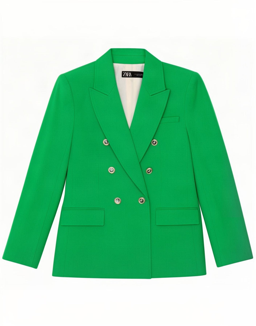 Zweireihiger Blazer für Damen von Zara, Gr. 10, Größe S, Grün, Polyester