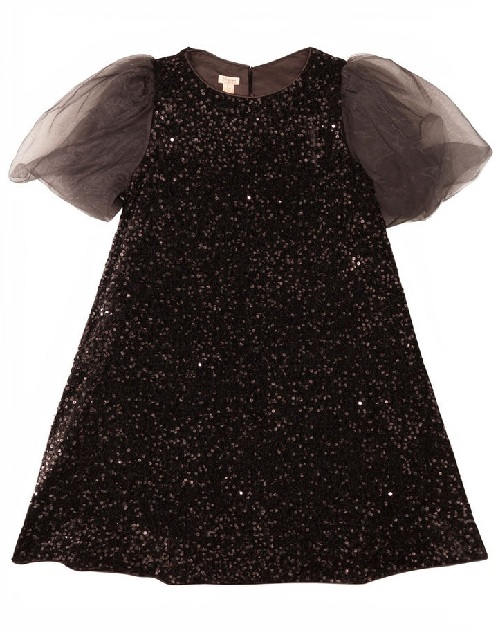 Monsoon A-Linien-Kleid mit Pailletten für Mädchen, 12–13 Jahre, schwarzes Polyester