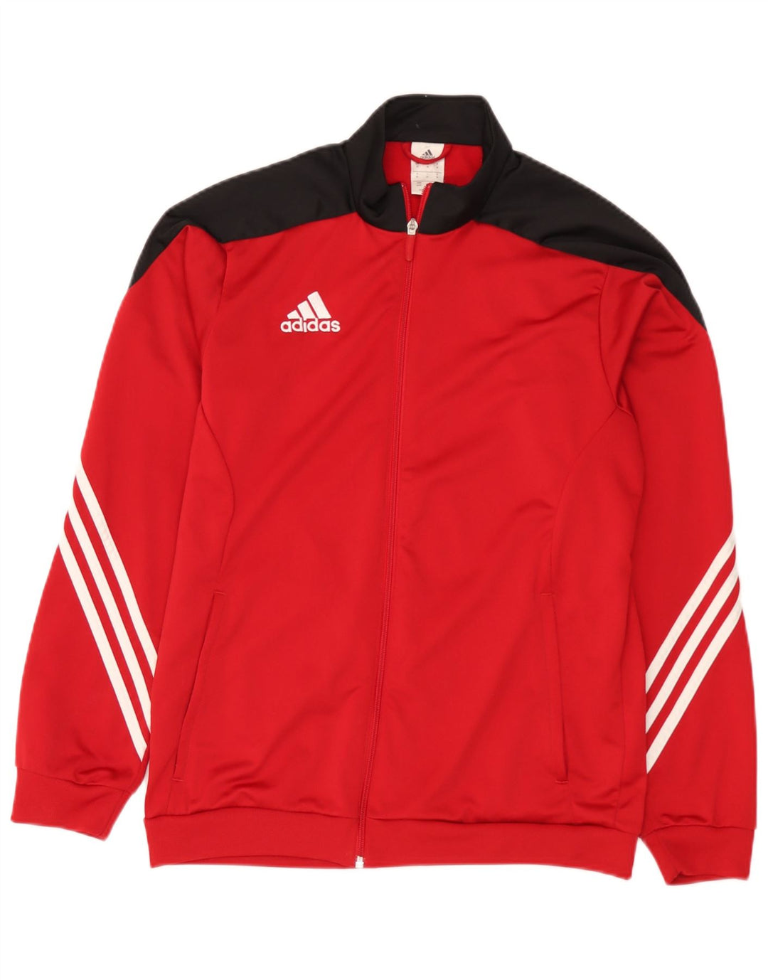 Adidas Herren-Trainingsanzug-Top-Jacke aus mittelrotem Colourblock-Polyester