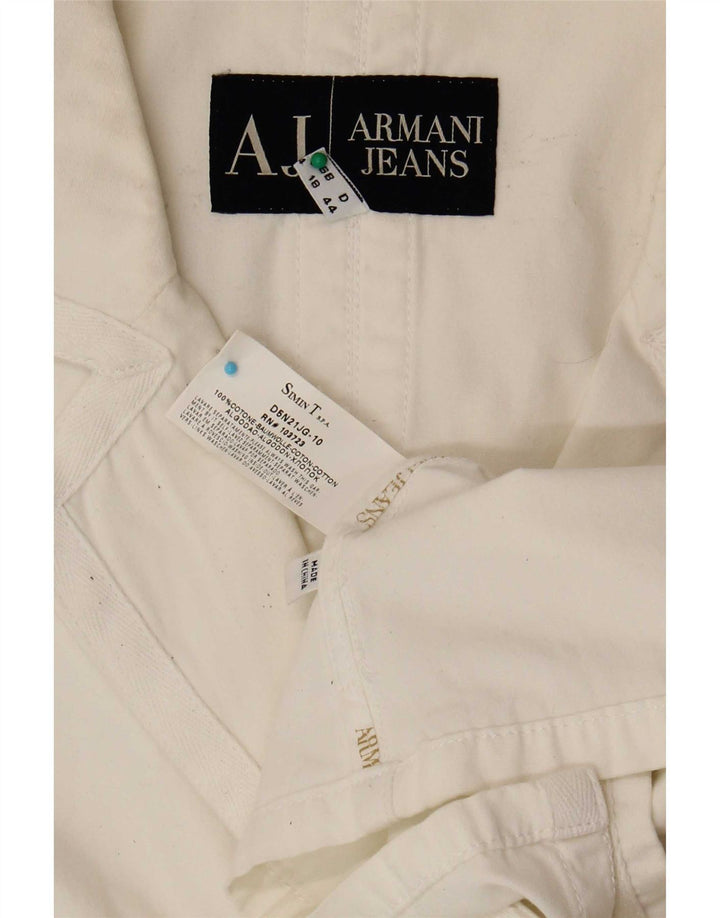 Armani Jeans Damen 3-Knopf-Blazerjacke UK 18 XL Weiße Baumwolle
