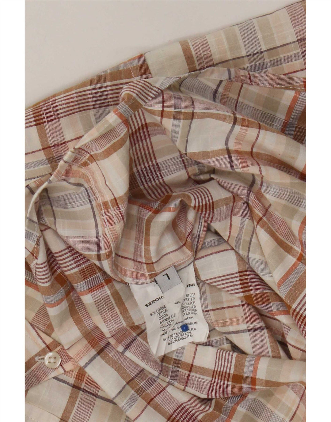 Sergio Tacchini Herren-Kurzarmhemd, groß, beige, kariert, Baumwolle