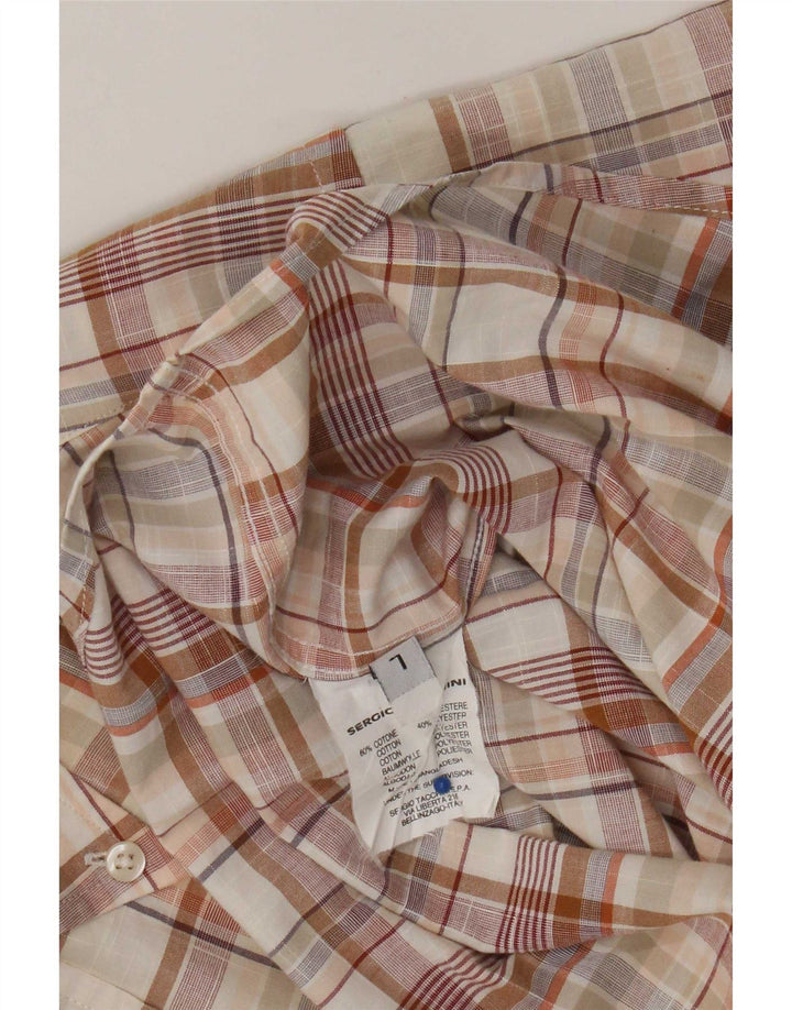 Sergio Tacchini Herren-Kurzarmhemd, groß, beige, kariert, Baumwolle
