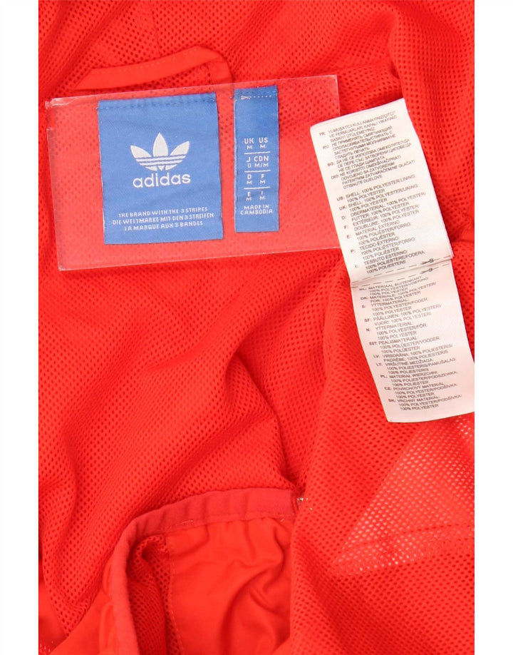 Adidas Herren-Trainingsanzug mit Kapuze, Oberjacke, Mittelrotes Farbblock-Polyester