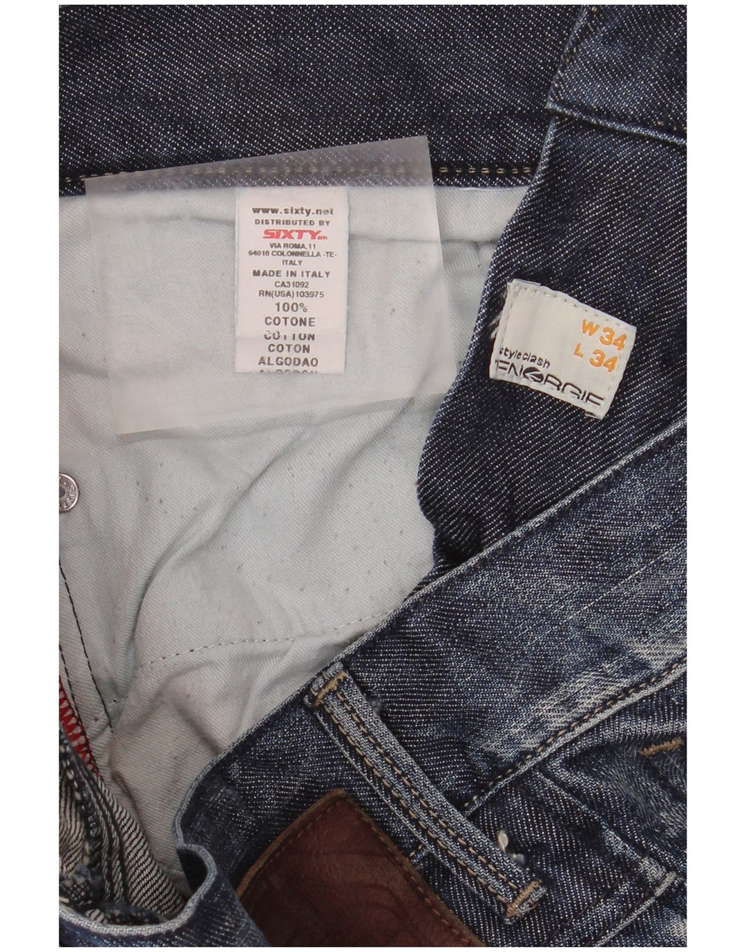 ENERGIE Herren Straight Jeans W34 L34 Blaue Baumwolle