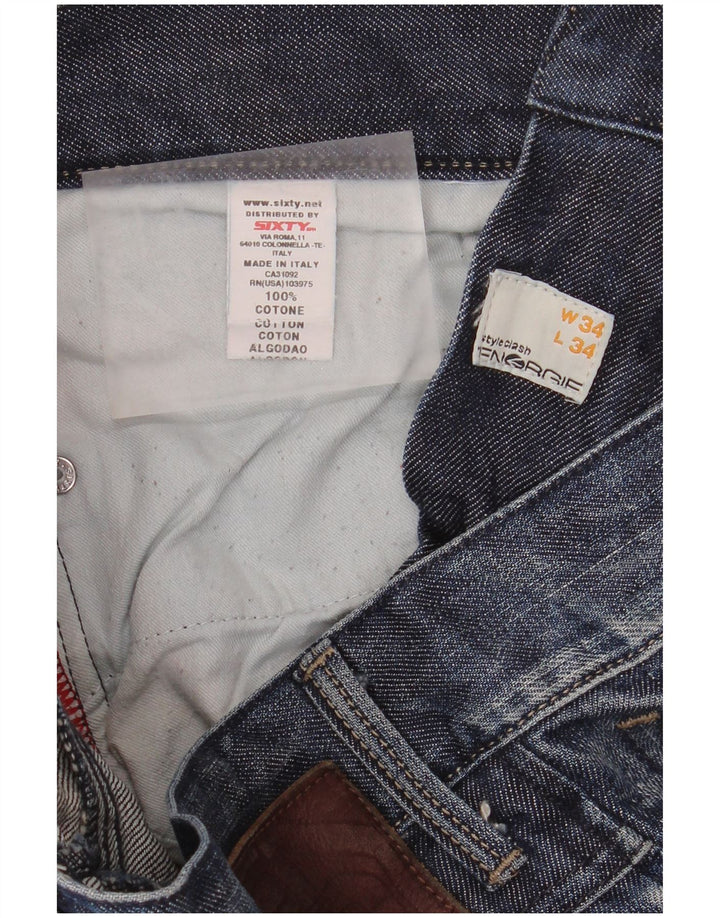 ENERGIE Herren Straight Jeans W34 L34 Blaue Baumwolle