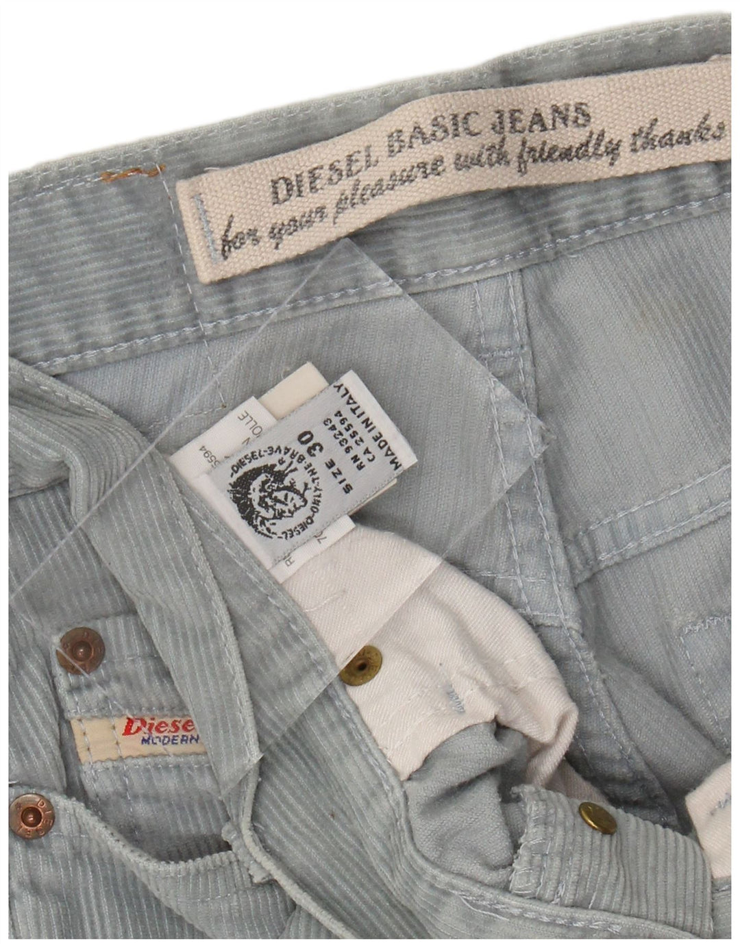 Gerade Herren-Cordhose von Diesel, Breite 30, Länge 31, Blau, Baumwolle