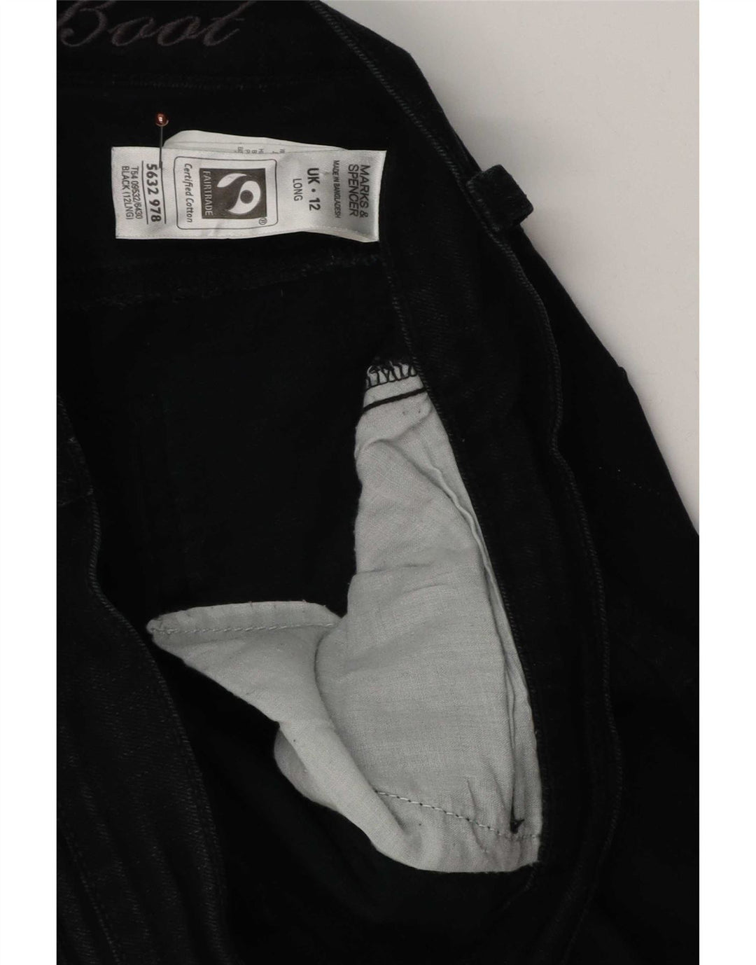 Marks & Spencer Damen Slim Bootcut Jeans UK 12 Medium W32 L30 Schwarze Baumwolle