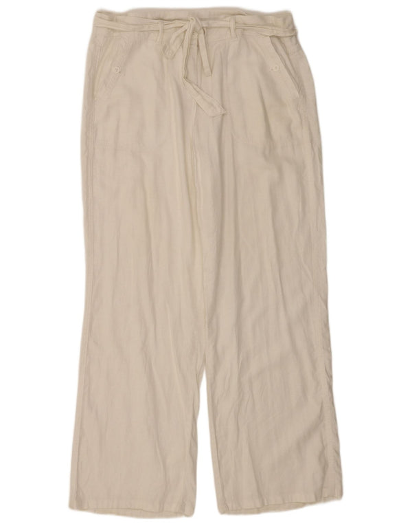 Marks & Spencer Damen-Hose mit lockerer Passform, UK 16, Größe L W34 L30, weißes Leinen