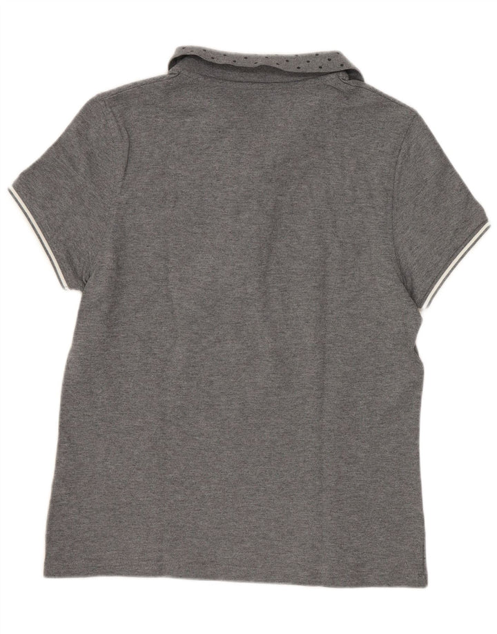Fred Perry Damen-Poloshirt UK 12 Mittelgrau gefleckte Baumwolle