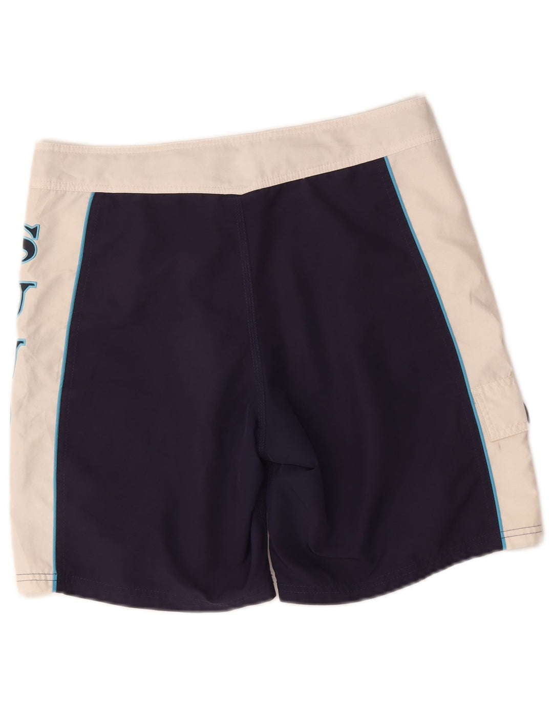 Sundek Herren-Badeshorts mit Grafik, mittelgroß, Marineblau, Farbblock-Polyester