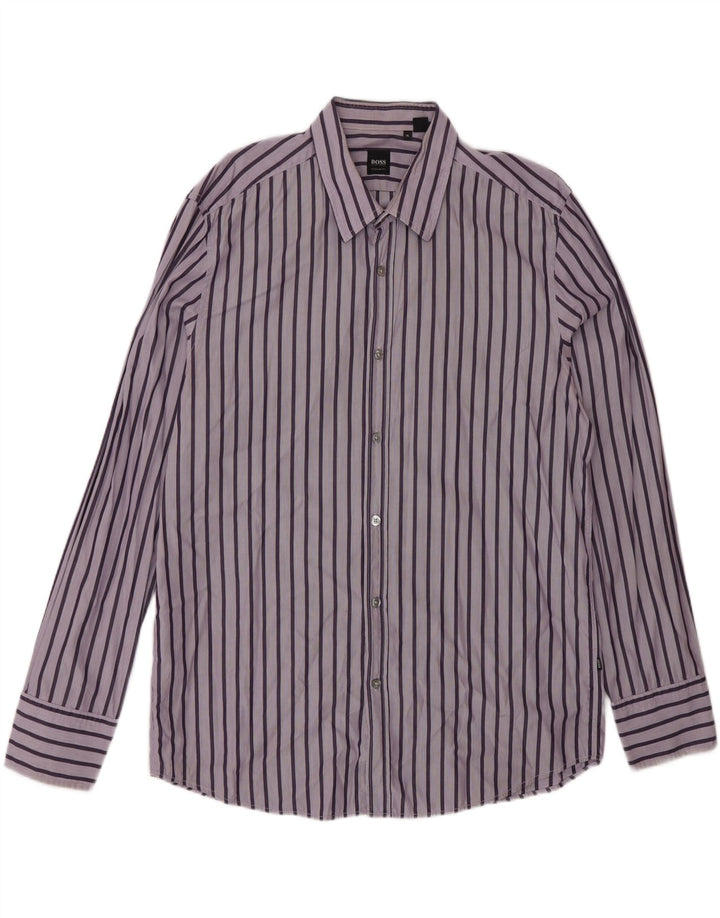 Hugo Boss Herren Regular Fit Hemd XL Lila gestreift