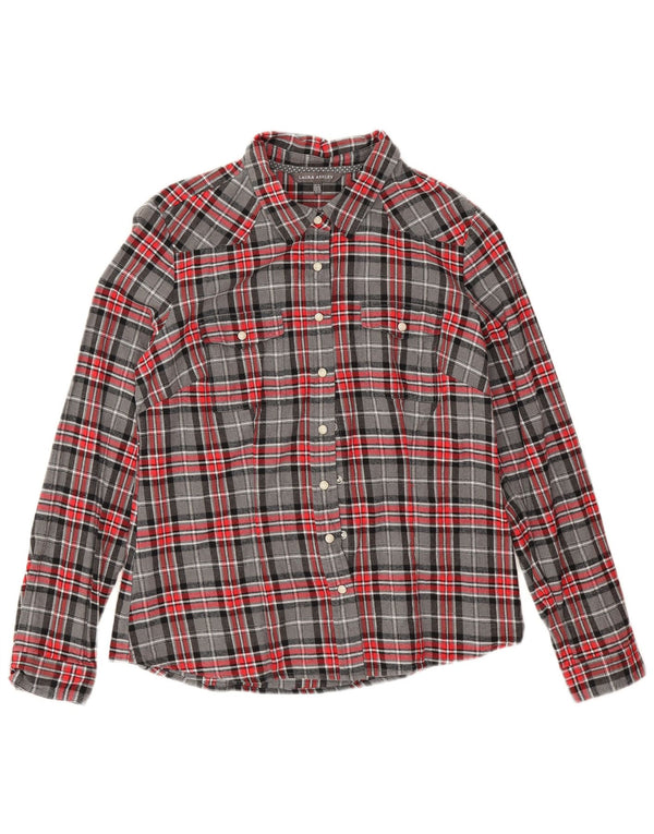 Laura Ashley Damen-Flanellhemd, UK 14, groß, grau kariert, Baumwolle