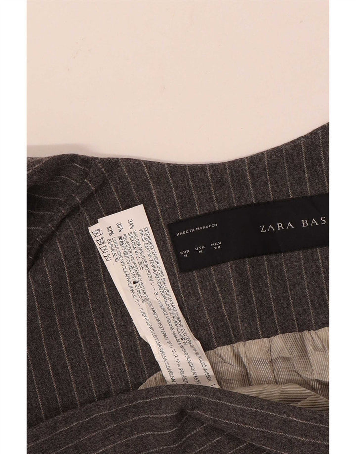 Zara Damen Longline ärmellose Blazerjacke UK 12 Mittelgrau Nadelstreifen
