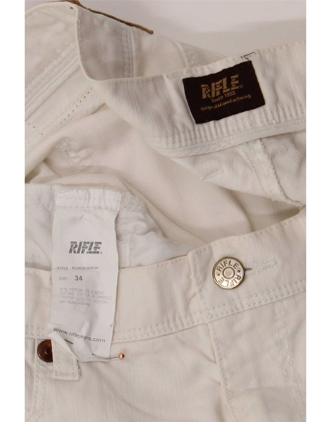 Rifle Herren Straight Jeans W34 L32 Weiße Baumwolle