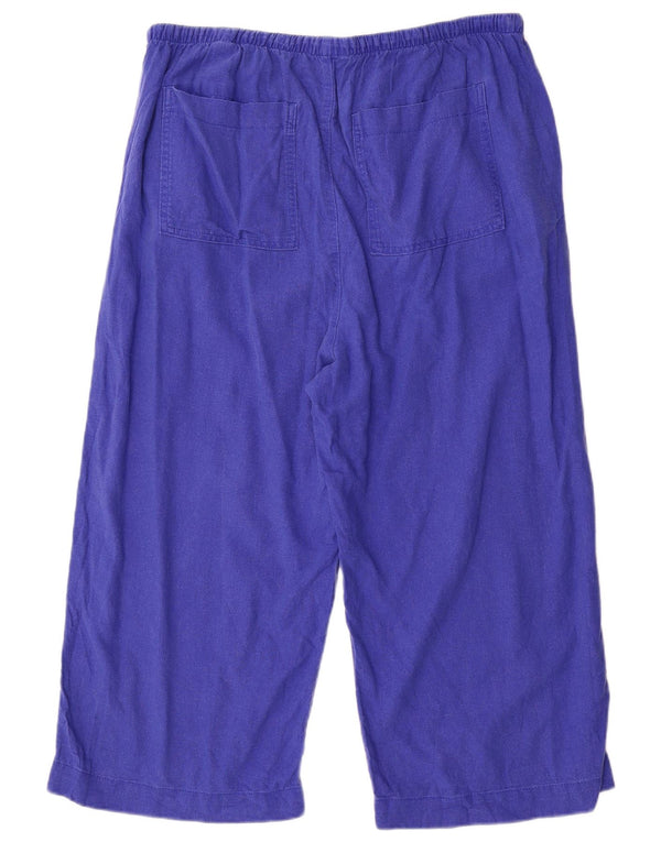 Marks & Spencer Damen-Caprihose mit weitem Bein, UK 18, XL W38 L22, blaues Leinen