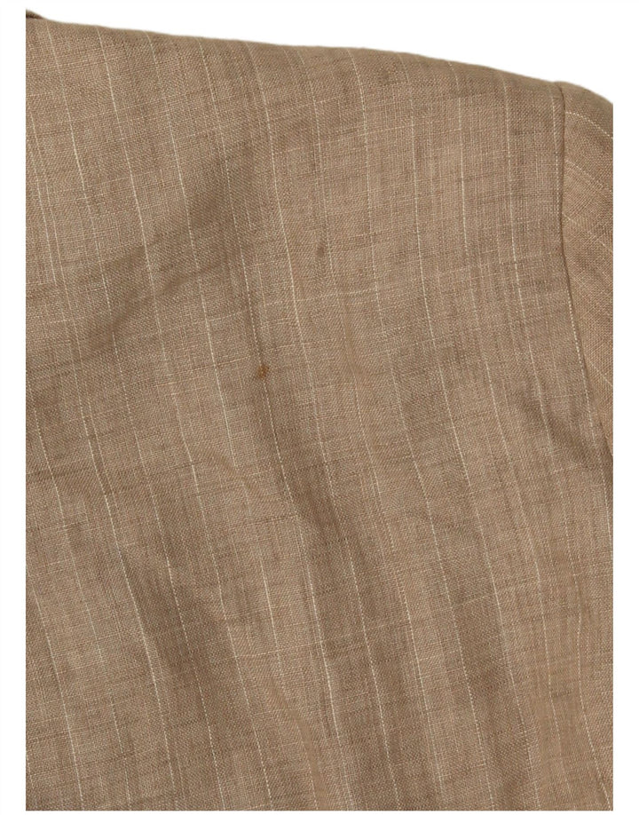 Zara Damen 1-Knopf-Blazerjacke UK 18 XL Beige Nadelstreifen Polyester