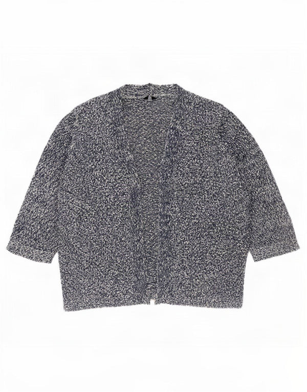 M&Co Damen-Cardigan mit 3/4-Ärmeln, offen, UK 24 4XL, Marineblau meliert