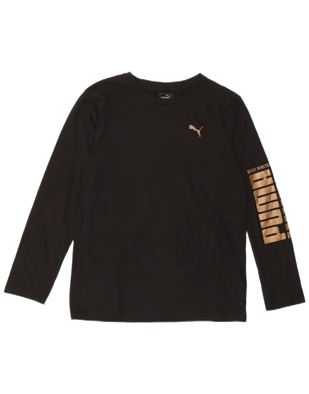 PUMA Mädchen Graphic Top Langarm 15–16 Jahre XL Schwarz Baumwolle