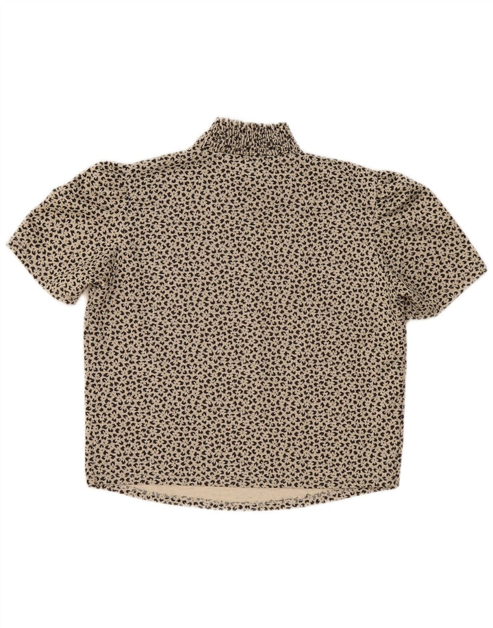 ZARA Womens Crop Blouse Top UK 14 Large Beige Floral Polyester