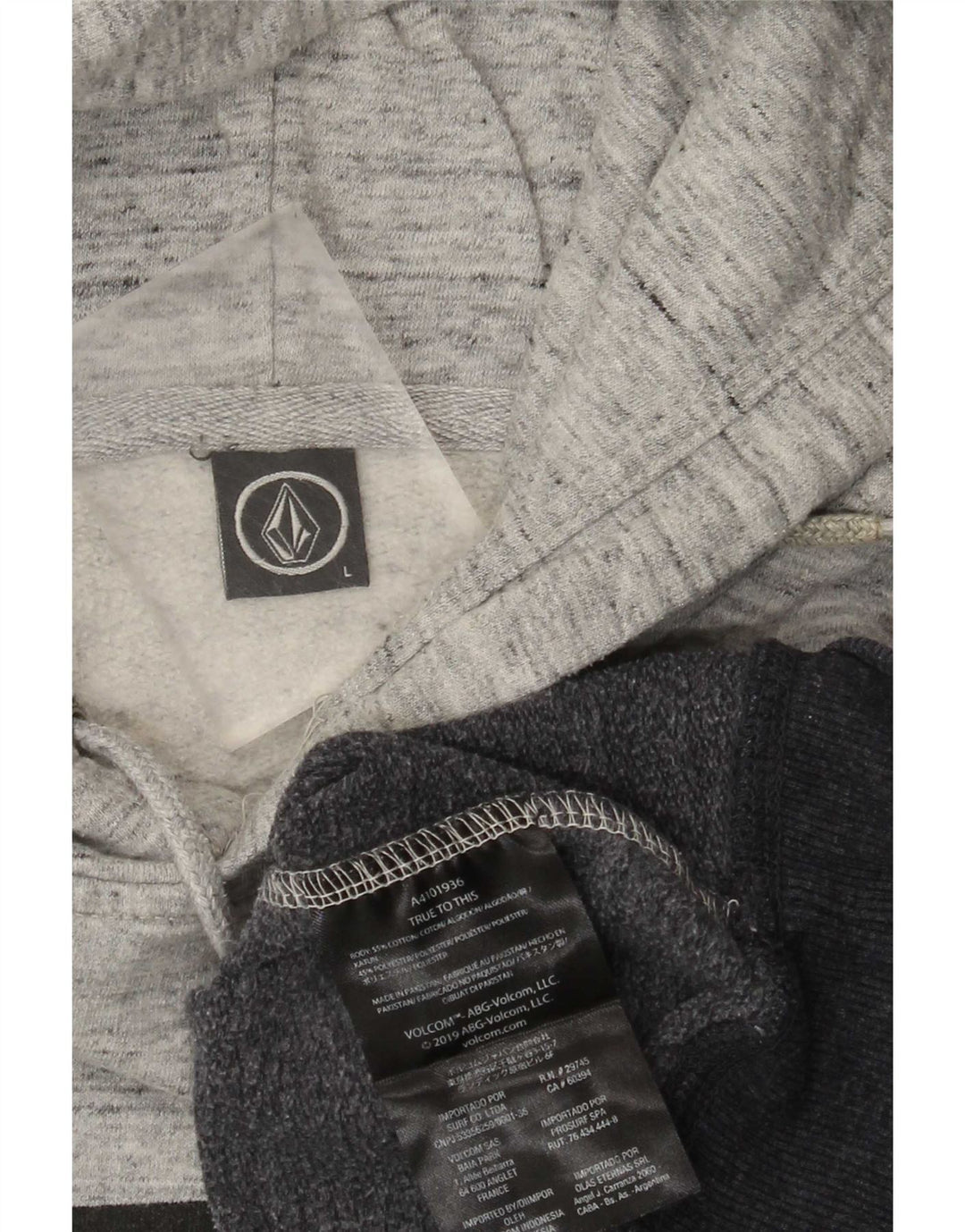 Volcom Herren-Kapuzenpullover mit Grafik, groß, graue Farbblock-Baumwolle