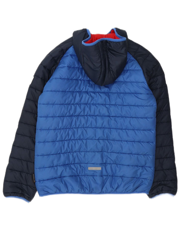 Jack Wolfskin Wattierte Jungenjacke mit Kapuze, 13–14 Jahre, blaues Polyester