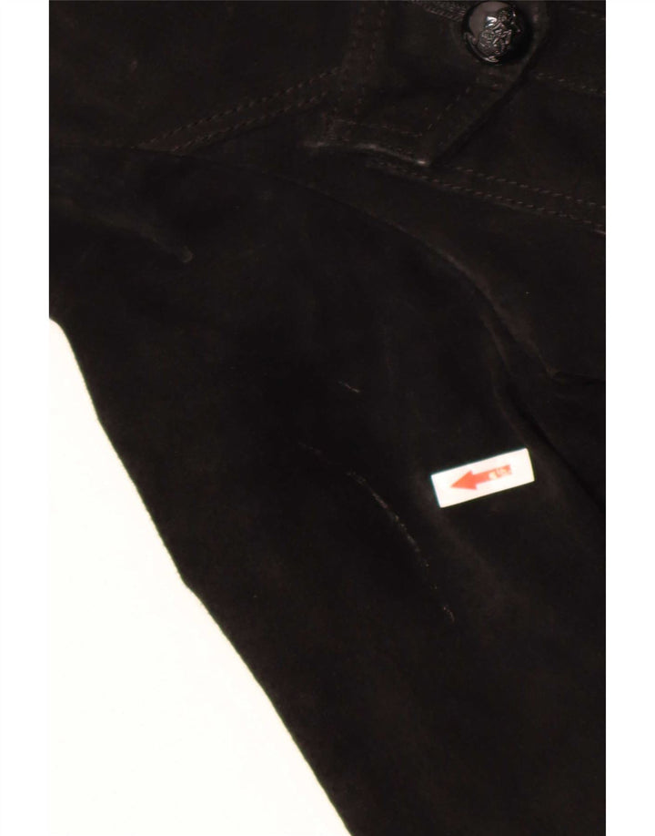 Vintage Damen Wildlederjacke mit Kapuze, UK 14, großes schwarzes Leder